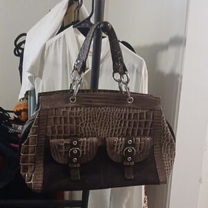 Chic Brown Crocodile Pattern Charlie Lapson Shoulder Bag